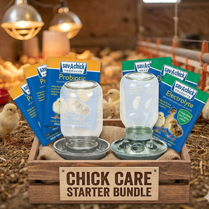 Baby Chick Health Kit – Sav-A-Chick Probiotics + Mason Jar Feeder & Waterer Bundle