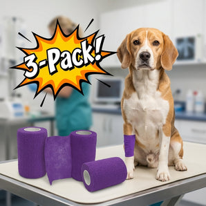 Wrap-It-Up 4" Self Cohesive Flexible Bandages Pets Animals & Humans 3-Pack Purple