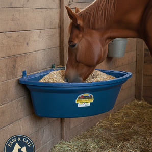 Little Giant Plastic Corner Feeder 26 Quart Space-Saving Livestock Feed, Blue