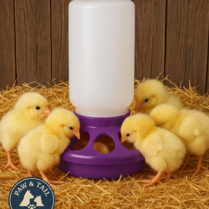 Little Giant 1 Qt Plastic Chick Feeder Jar & Base Set Purple Baby Poultry