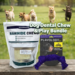 Dental Chew & Play Bundle for Medium Dogs – Rawhide Dental Chews + Playology Dental Rope Toy