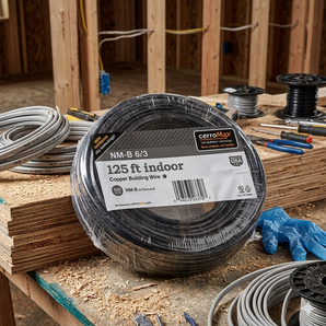 Cerro Wire 6/3 NM-B Cirtex Cable 125 ft Coil with Ground – Black Nonmetallic Sheathed Residential Electrical Wire