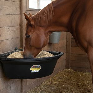 Little Giant Plastic Corner Feeder 26 Quart Space-Saving Livestock Feed, Black