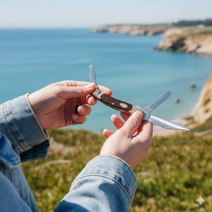 Old Timer Senior Pocket Knife 4" Closed - 3 Blade Sawcut Handle, Classic EDC