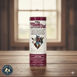 Python Dust Livestock Insecticide 2 lb Horn Flies Ticks Cattle Horses Shaker Can