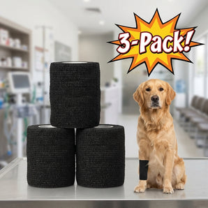 Wrap-It-Up 4" Self Cohesive Flexible Bandages Pets Animals & Humans 3-Pack Black