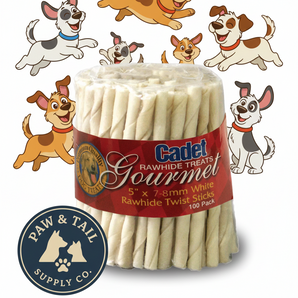 Cadet Beef Hide Rawhide Twists 5-Inch Dog Chews 100 Count