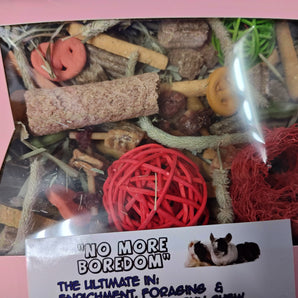 Fun ,Forage & Chew "No More Boredom" Box 12 OZ- Chinchillas, Guinea Pigs, Rabbits