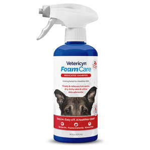Vetericyn FoamCare Medicated Pet Shampoo Clean Heal & Soothe Animals Skin 16 oz.
