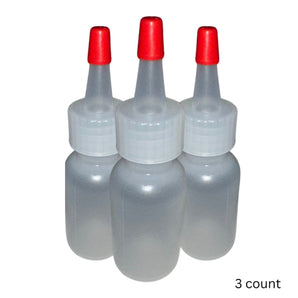Boston Round Squeeze Bottles with Yorker Caps 1oz Durable Dispensing Bottles for Crafts, Baking, Oils, Paints & More 3Pack