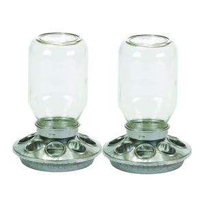 Little Giant Mason Jar Baby Chick Feeder 1 Quart Poultry Galvanized Steel Base 2PCK