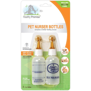 Four Paws Healthy Promise Pet Nurser Bottles 2 Pack for Puppies & Kittens