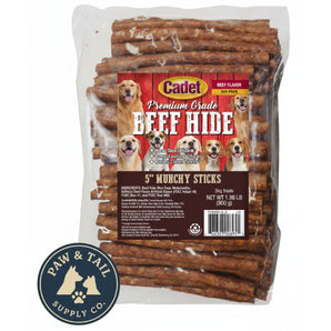 Cadet Rawhide Munchy Sticks Beef Basted Dog Treats 5" 100PCK