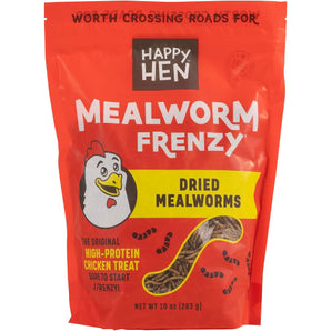 Happy Hen Mealworm Frenzy 10 oz. + Flock Perfect Poultry Shell 8 Lbs High Protein Chicken Treat & Natural Calcium Bundle