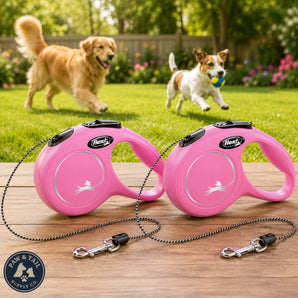FLEXI New Classic 10 ft Retractable Dog Leash X-Small Dogs Pink 18 lbs 2-Pack