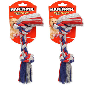 Mammoth Cloth Rope Bone Dog Toy 12" Medium Natural Cotton Chew Tug Toy 2-Pack