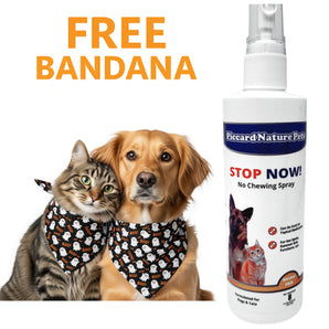 PiccardNaturePets Stop Now! No Chewing Pet Training Spray 8 oz. + FREE Glow in the Dark Bandana!