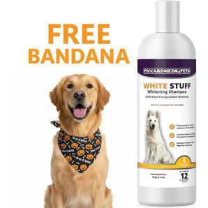 Piccardmeds4pets White-Stuff Coat Whitening Pet Shampoo 12 oz. + FREE Bandana!