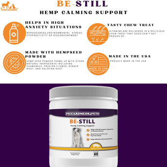 Piccardmeds4pets Be-Still Hemp Calming Chews 60CT Piccard Meds 4 Pets
