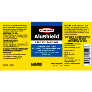 Durvet AluShield Aerosol Bandage Water-Resistant Animal Wound Spray 2.6oz