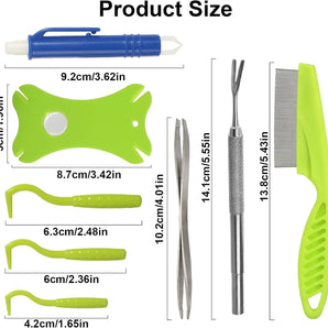 Tick Removal Tool 8 In 1 With Storage Box, Tick Tweezers, Flea Comb, Magnifying Glass, Dog Tick Remover Tool Tick Removal Kit Tick Removal Tool For Dogs Cats Pet Tick Comb