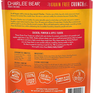 Charlee Bear Grain Free Crunch Chicken, Pumpkin & Apple Dog Treats (8oz)