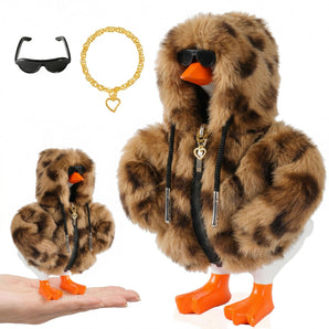 7inch Desk Goose Outfits, Desktop Goose Clothes With 1 Sunglasses & 1 Necklaces, Plush Hoodie Set For Magnetic Goose Statue