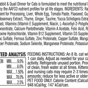 Chicken Limited Ingredient Cat Evanger's All Life Stages Super Premium Rabbit & Quail Dinner Wet Food (5.5oz)