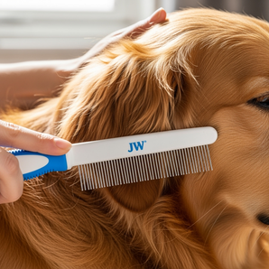 Jw Grip Soft Flea Pet Comb, Grey/yellow Plastic Grip Handle Easy to Use