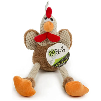 goDog Checkers Skinny Rooster Dog Toy w/Chew Guard Technology goDog