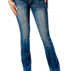 Grace in LA Women's Western 3D Wing Mid Rise Bootcut Jeans