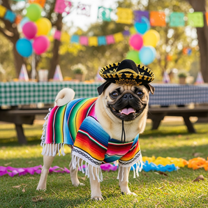 Rubie's Pet Costume Mexican Serape and Hat Large Rainbow Poncho Sombrero Fun Outfit