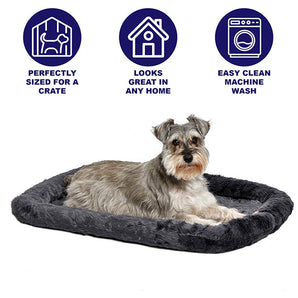 Midwest QuietTime Sheepskin Pet Bed Gray 36x23