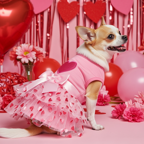 East Side Collection Chiffon Heart Set Small/Medium Dog Pink Shirt Skirt Costume Outfit