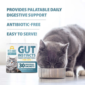 Pet’s Choice Gut Instincts Probiotic Supplement for Cats, Digestive & Immune Support, 30 Powder Packets, Made in USA