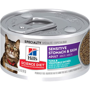 Hills Chicken Kitten Dry food Cat Hill's Science Diet Sensitive Stomach & Skin Canned Food, Tuna Vegetable Entrée (2.9oz)