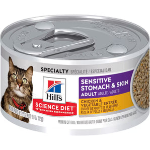 Hills Chicken Kitten Grain free Cat Hill's Science Diet Sensitive Stomach & Skin Canned Food, Vegetable Entrée (2.9oz)
