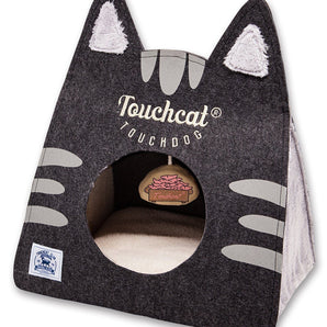 Touchcat ® 'Kitty Ears' Travel On-The-Go Folding Designer Fashion Pet Cat Bed House w/ Hanging Teaser Toy