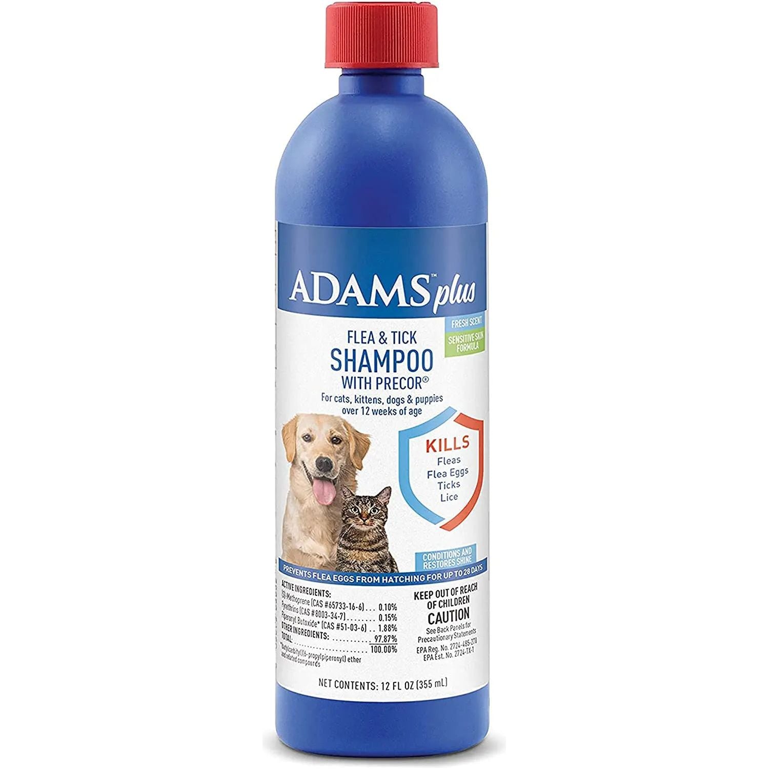 Shampoing mousse Adams Plus contre les puces et les tiques