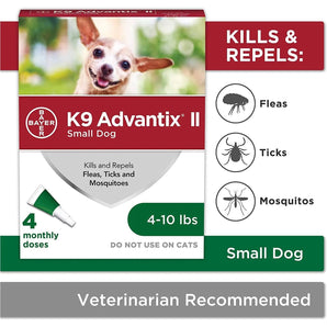 Bayer K9 Advantix II Flea Treatment for Small Dogs 4 Month Supply Bayer