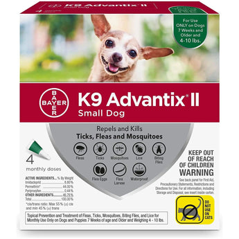 Bayer K9 Advantix II Flea Treatment for Small Dogs 4 Month Supply Bayer