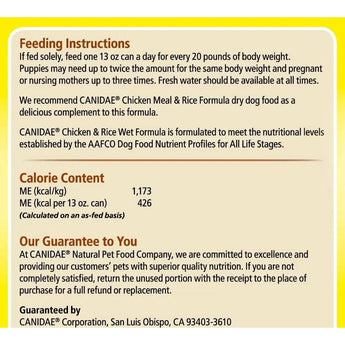 Canidae Life Stages Chicken & Rice Dog Food Canned 13 oz. Single Can Canidae