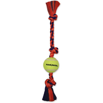Mammoth Flossy Chews 3-Knot Tug with Tennis Ball 20" Assort Color Mammoth