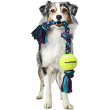 Mammoth Flossy Chews 3-Knot Tug with Tennis Ball 20" Assort Color Mammoth