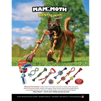 Mammoth Flossy Chews 3-Knot Tug with Tennis Ball 20" Assort Color Mammoth