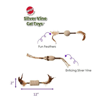 SPOT Naturals Silver Vine Cord/Stick Cat Toy Assorted, Medium SPOT